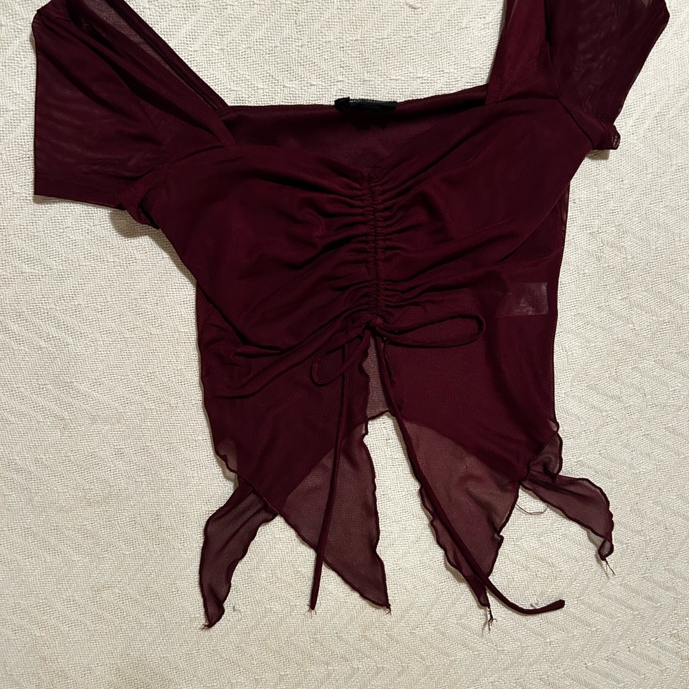 Mixed Threads Burgundy Ruched Crop Top